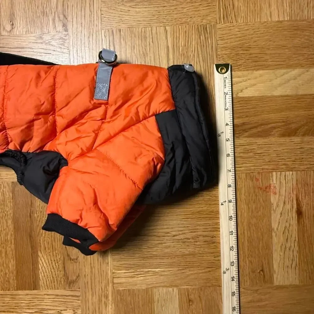 DUDUMA Orange Black Puffer Dog Jacket Coat Size XL Reflective Buckles